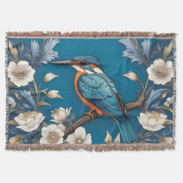 Elegant Türkis Kingfisher Bird Floral Decke