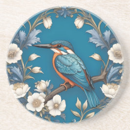 Elegant Türkis Kingfisher Bird Floral Getränkeuntersetzer