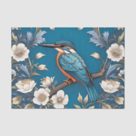 Elegant Türkis Kingfisher Bird Floral Seidenpapier