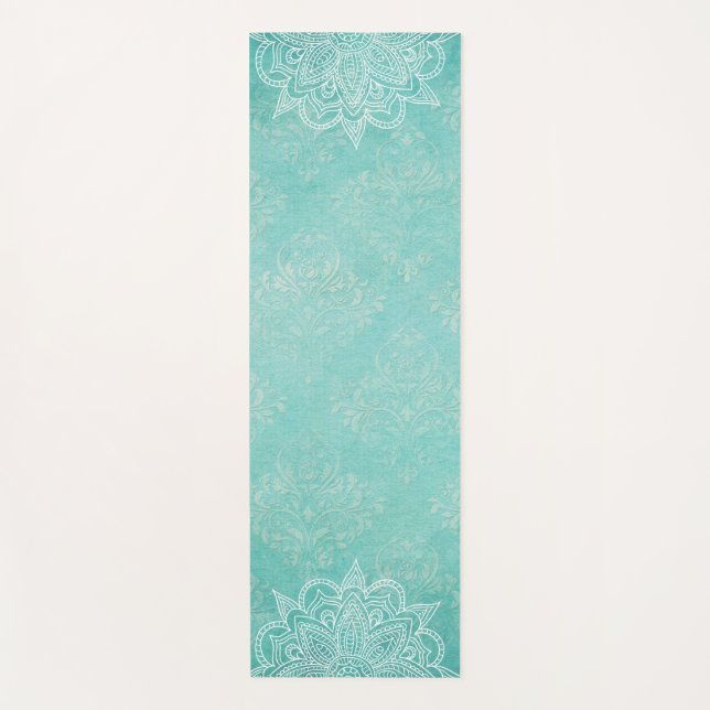 Elegant Türkis Oriental Mandala Yoga Mat Yogamatte (Vorderseite)