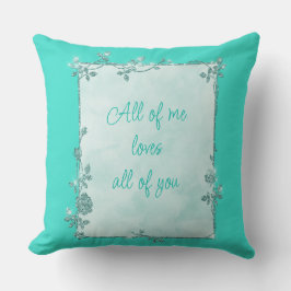 Elegant Türkis Sparkle Frame Valentine Kissen