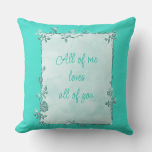 Elegant Türkis Sparkle Frame Valentine Kissen