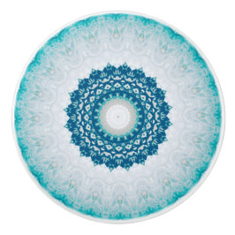 Elegant Türkise Blue Floral Mandala Keramikknauf