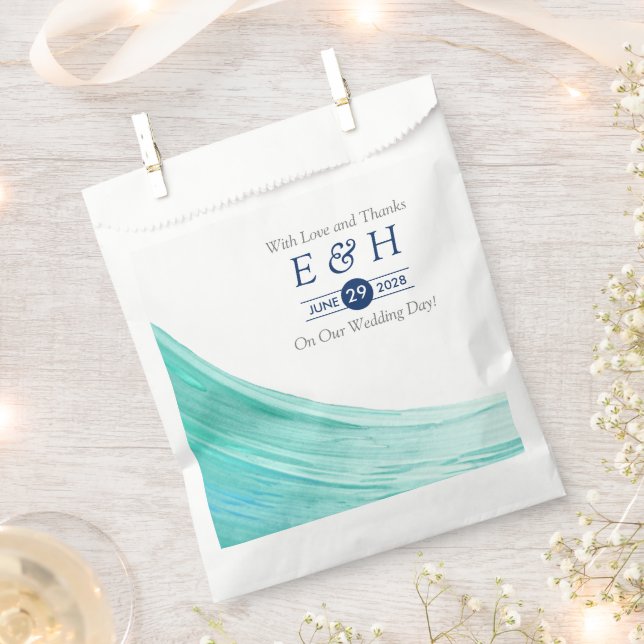 Elegant türkise Tides Beach Wedding Geschenktütchen (Ausgeschnitten)