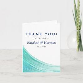 Elegant türkise Tides Beach Wedding Vielen Dank Dankeskarte