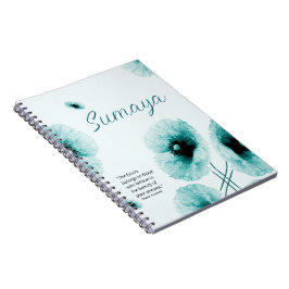 Elegant türkisfarben Blumen individuell anpassbar Notizblock