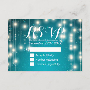 Elegant türkisfarbene String Lights Wedding RSVP A