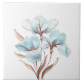 Elegant Turquoise Rose Gold Stylized Lilies Fliese