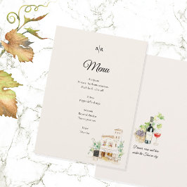 Elegant Tuscany Wedding Menu Italian Villa Dinner Menükarte