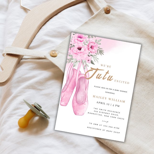 Elegant TuTu Ballerina Ballet Girl Baby Shower Einladung (Elegant TuTu Ballerina Ballet Girl Baby Shower Invitation)