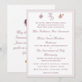 Elegant Two Hearts Catholic Wedding Invitation Einladung