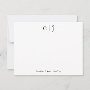 Elegant Two Initial Monogram Couple Stationery Mitteilungskarte