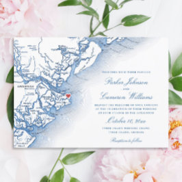 Elegant Tybee Island Georgia Karte Blue Wedding