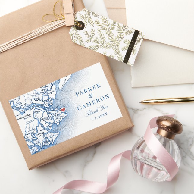 Elegant Tybee Island Georgia Karte Gastgeschenk Ho Rechteckiger Aufkleber (Schenken)