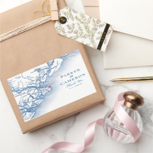 Elegant Tybee Island Georgia Karte Gastgeschenk Ho Rechteckiger Aufkleber