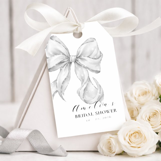 Elegant, tying the knot bridal shower white bow. geschenkanhänger (Von Creator hochgeladen)