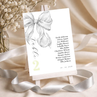 Elegant, tying the knot bridal shower white bow. tischnummer