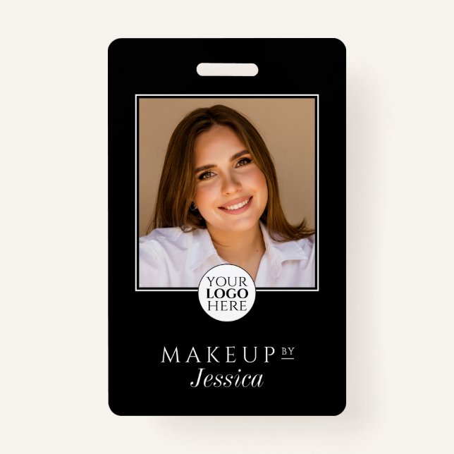 Elegant Typography Black White Photo Makeup Ausweis (Vorderseite)