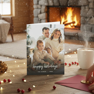 Elegant Typography Family Photo Folded Card Feiertagskarte