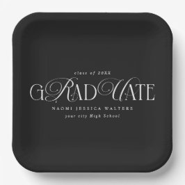Elegant Typography Old Money Graduation Black Pappteller