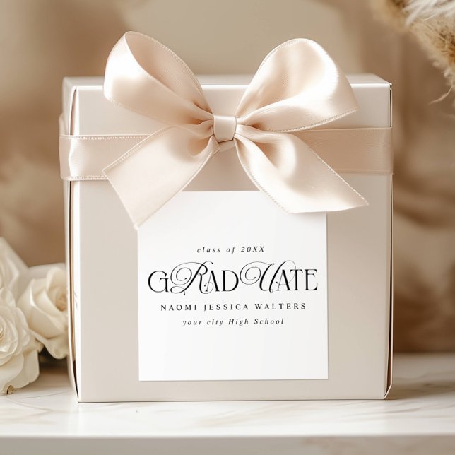 Elegant Typography Old Money Graduation Quadratischer Aufkleber (Von Creator hochgeladen)