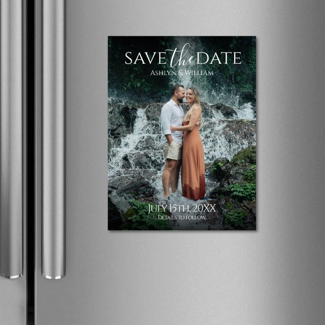 Elegant Typography Photo Save the Date Magnet Card (Von Creator hochgeladen)