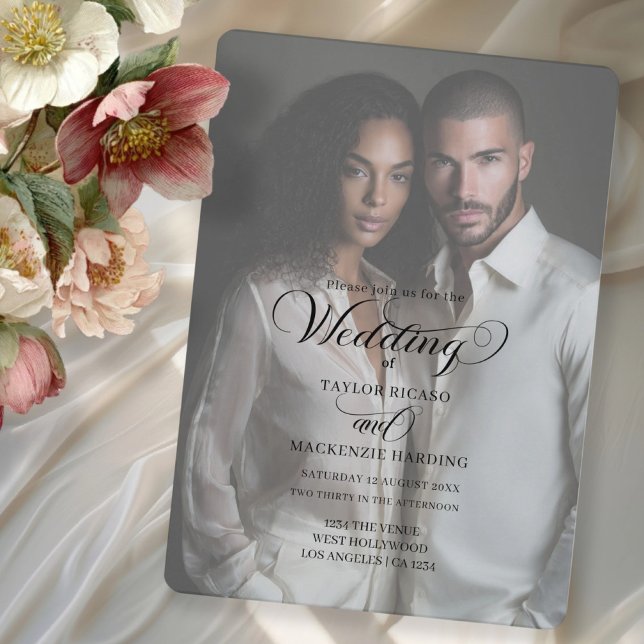 Elegant Typography Wedding Photo Template Einladung (Stunning simple wedding invitation with elegant typography by Ricaso. Add photo and text)