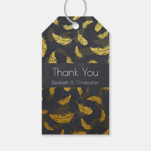 Elegant und Chic Gold Federn auf Black Danke Geschenkanhänger
