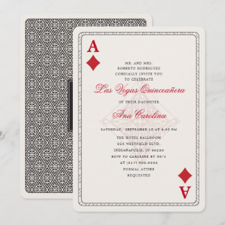 Elegant und einzigartig Red Las Vegas Quinceñera Einladung