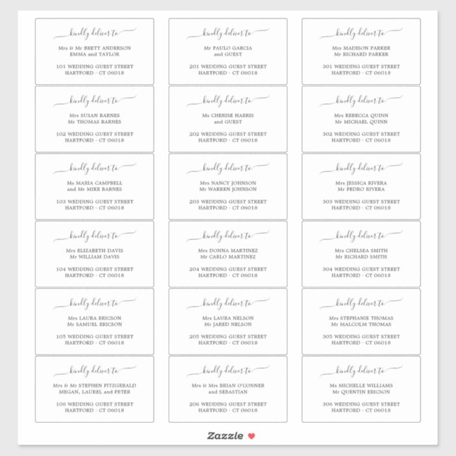 Elegant und freundlich zum Gästetikett Aufkleber (Blatt)