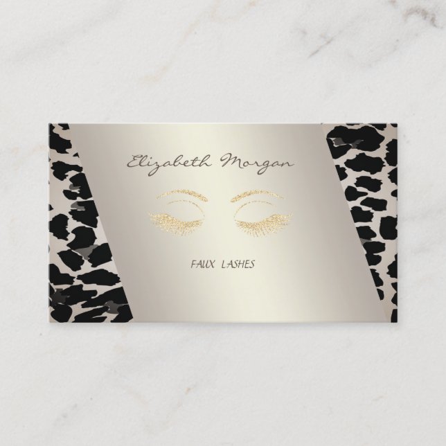 Elegant und modern,Leopard Print,Lashes Visitenkarte (Vorderseite)