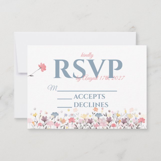 Elegant und schlicht, floral gepriesen RSVP karte (Vorderseite)