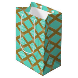 Elegant und trendy Aquamarine Blau und Gold Mittlere Geschenktüte