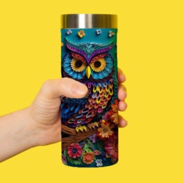 Elegant und Whimsical: 3D Owl Papercut Art Wrap 0n Thermosbecher (Von Creator hochgeladen)