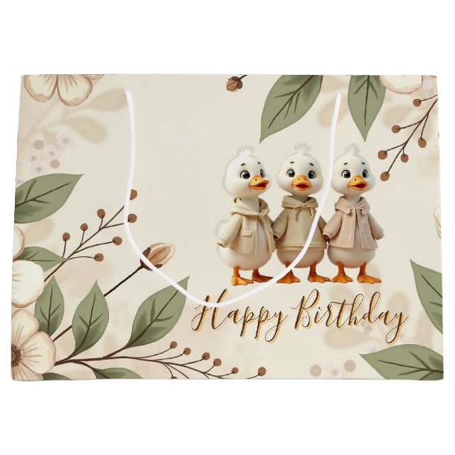 Elegant und Whimsy Floral und Enten Große Geschenktüte (Vorderseite)