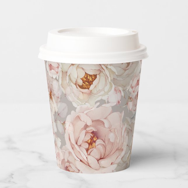 Elegant und zeitlos, floral pappbecher (Vorderseite)
