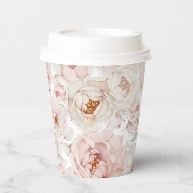 Elegant und zeitlos, floral pappbecher (Vorderseite)