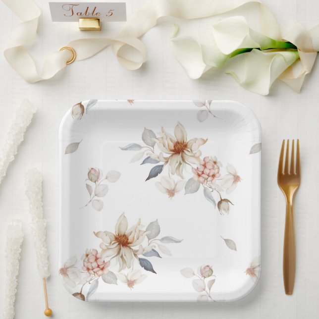 Elegant und zeitlos, floral pappteller (Hochzeit)