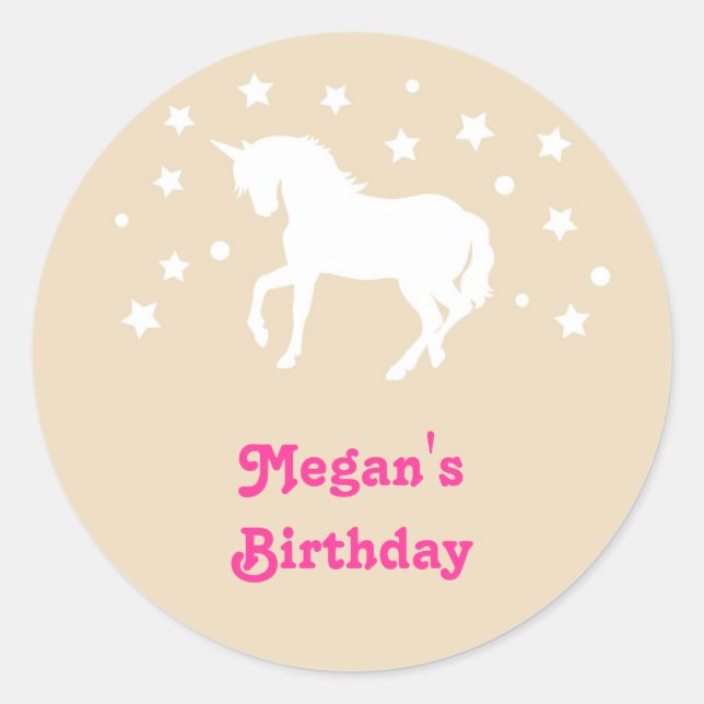 Elegant Unicorn Birthday Favor Sticker (Vorderseite)