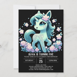 Elegant Unicorn Digitaler Geburtstag Einladung