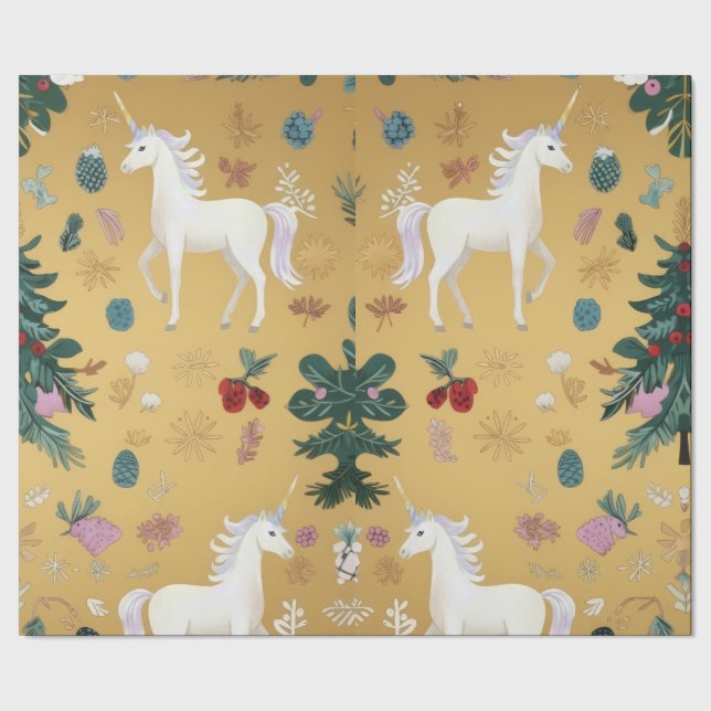 Elegant Unicorn Wrapping Paper  Geschenkpapier (Saum)