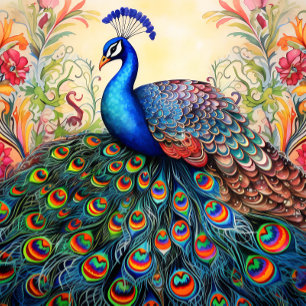 Elegant Unique Bold Peacock Necktie Krawatte