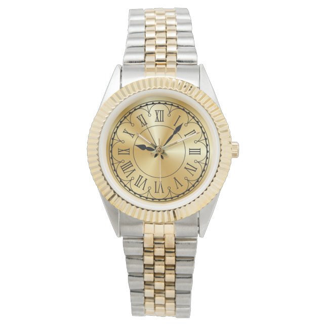 Elegant Unisex Oversized Two-Tone Armbanduhr (Vorderseite)