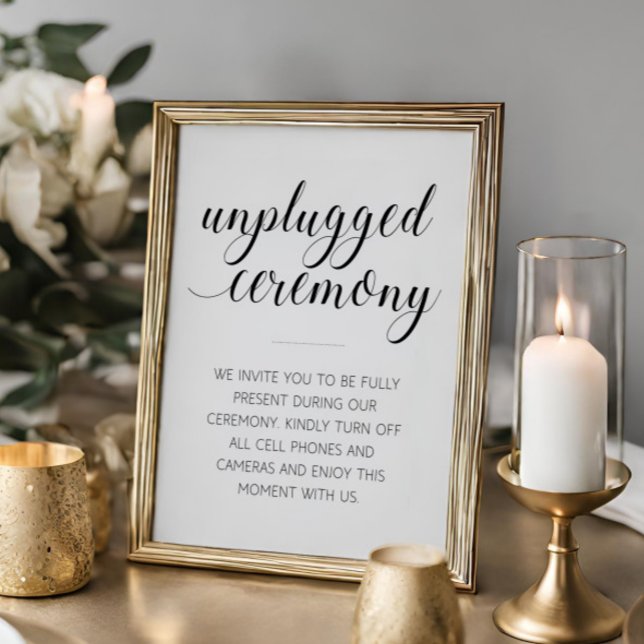 Elegant Unplugged Wedding Zeremony Sign Poster (Von Creator hochgeladen)