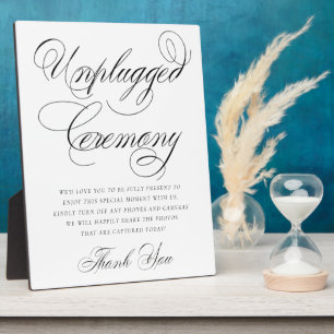 Elegant Unplugged Zeremony Black Calligraphy Fotoplatte