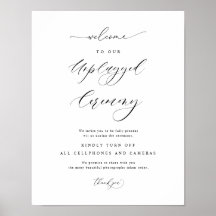 Elegant Unplugged Zeremony Vertical Wedding Sign