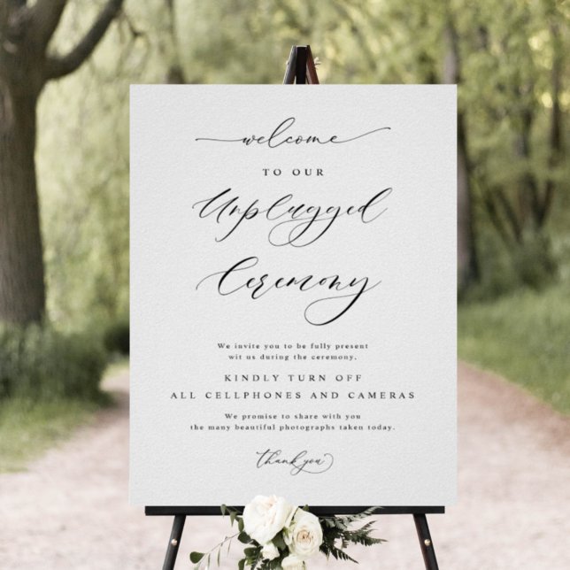 Elegant Unplugged Zeremony Vertical Wedding Sign Poster (Von Creator hochgeladen)