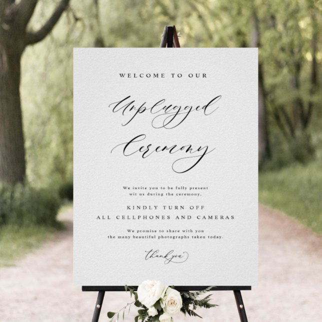 Elegant Unplugged Zeremony Wedding Vertical Sign Poster (Von Creator hochgeladen)