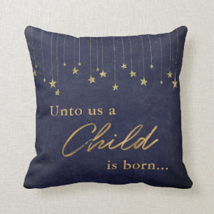 Elegant Uns Kind ist Geboren Gold Blue Weihnachten Kissen