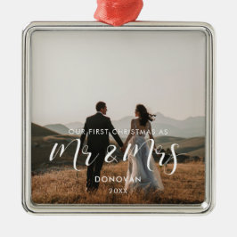 Elegant Unser erstes Foto zur Weihnachtszeit Ornament Aus Metall